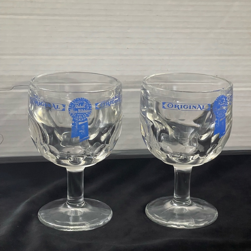 2 Pabst Blue Ribbon 12 oz. Glass Goblets